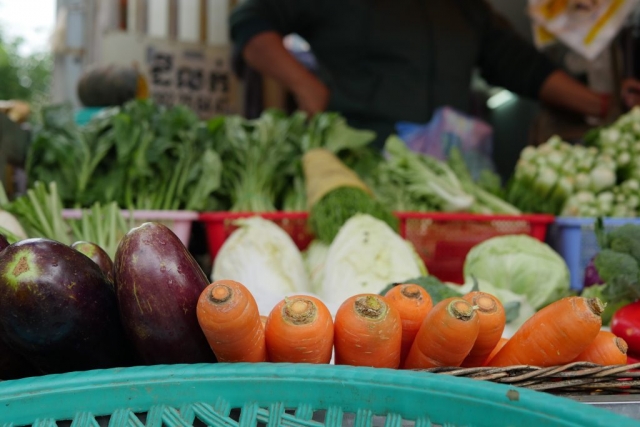 Fresh vegetables at the local market in Cambodia
