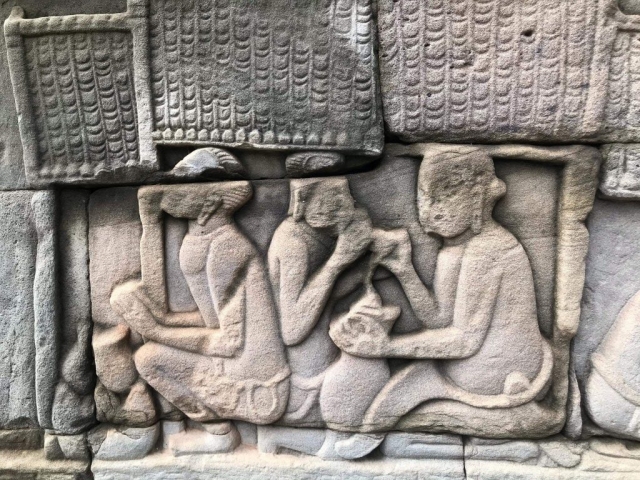 Stone carving in Angkor Wat Stone carving in Angkor Wat