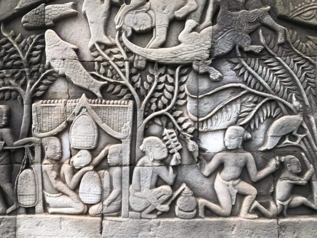 Stone carving in Angkor Wat Stone carving in Angkor Wat