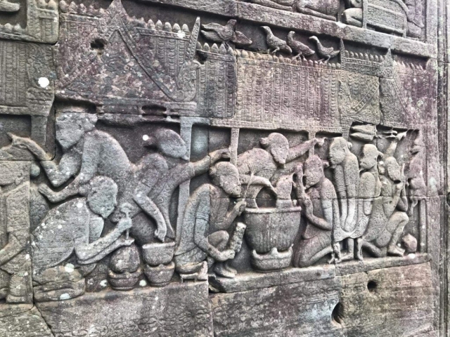 Stone carving in Angkor Wat Stone carving in Angkor Wat
