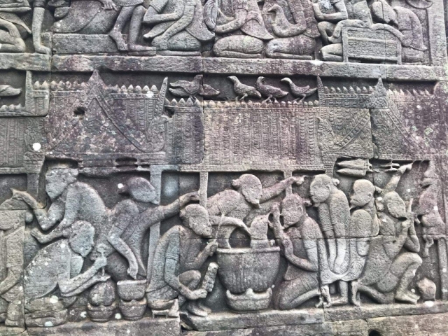 Stone carving in Angkor Wat Stone carving in Angkor Wat