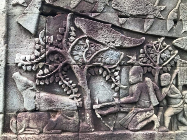 Stone carving in Angkor Wat Stone carving in Angkor Wat