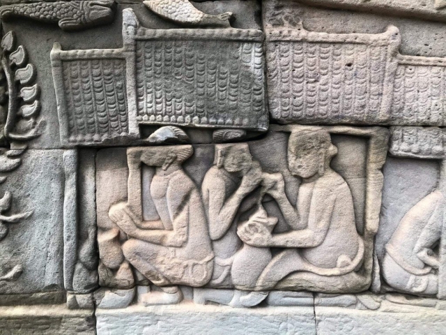Stone carving in Angkor Wat Stone carving in Angkor Wat