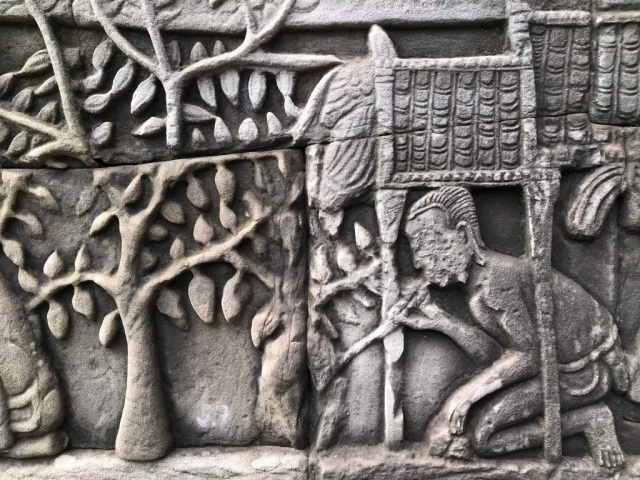 Stone carving in Angkor Wat Stone carving in Angkor Wat