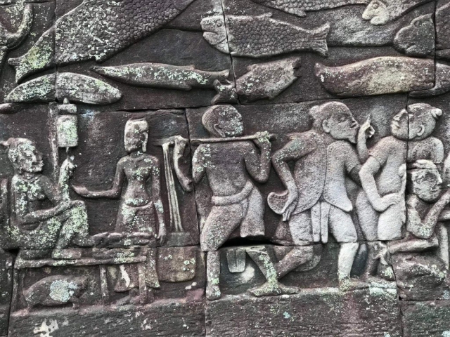 Stone carving in Angkor Wat Stone carving in Angkor Wat
