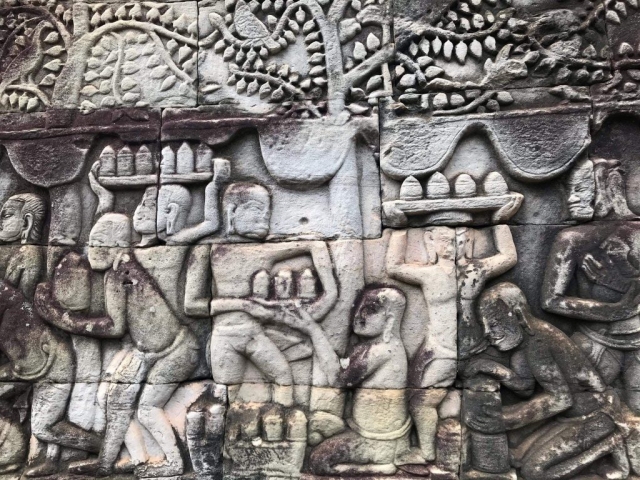 Stone carving in Angkor Wat Stone carving in Angkor Wat