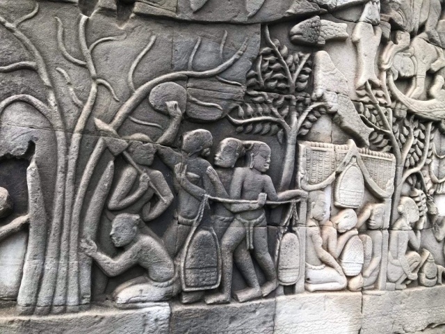 Stone carving in Angkor Wat Stone carving in Angkor Wat