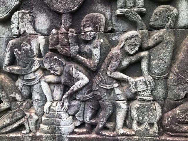 Stone carving in Angkor Wat