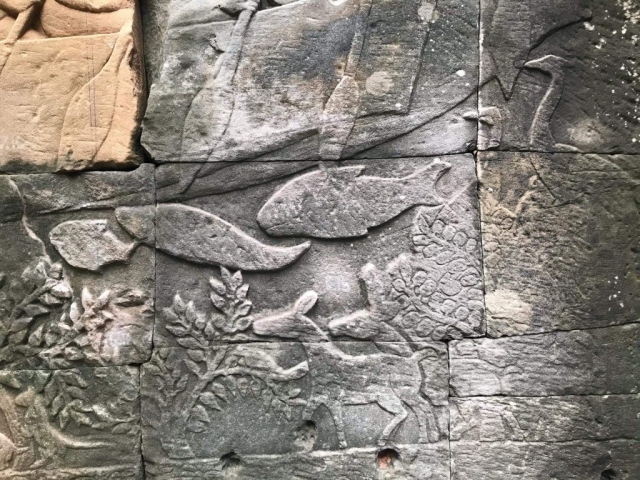 Stone carving in Angkor Wat Stone carving in Angkor Wat