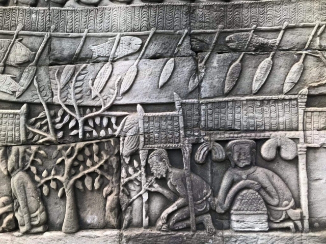 Stone carving in Angkor Wat Stone carving in Angkor Wat