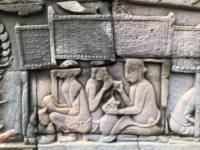 Stone carving in Angkor Wat Stone carving in Angkor Wat